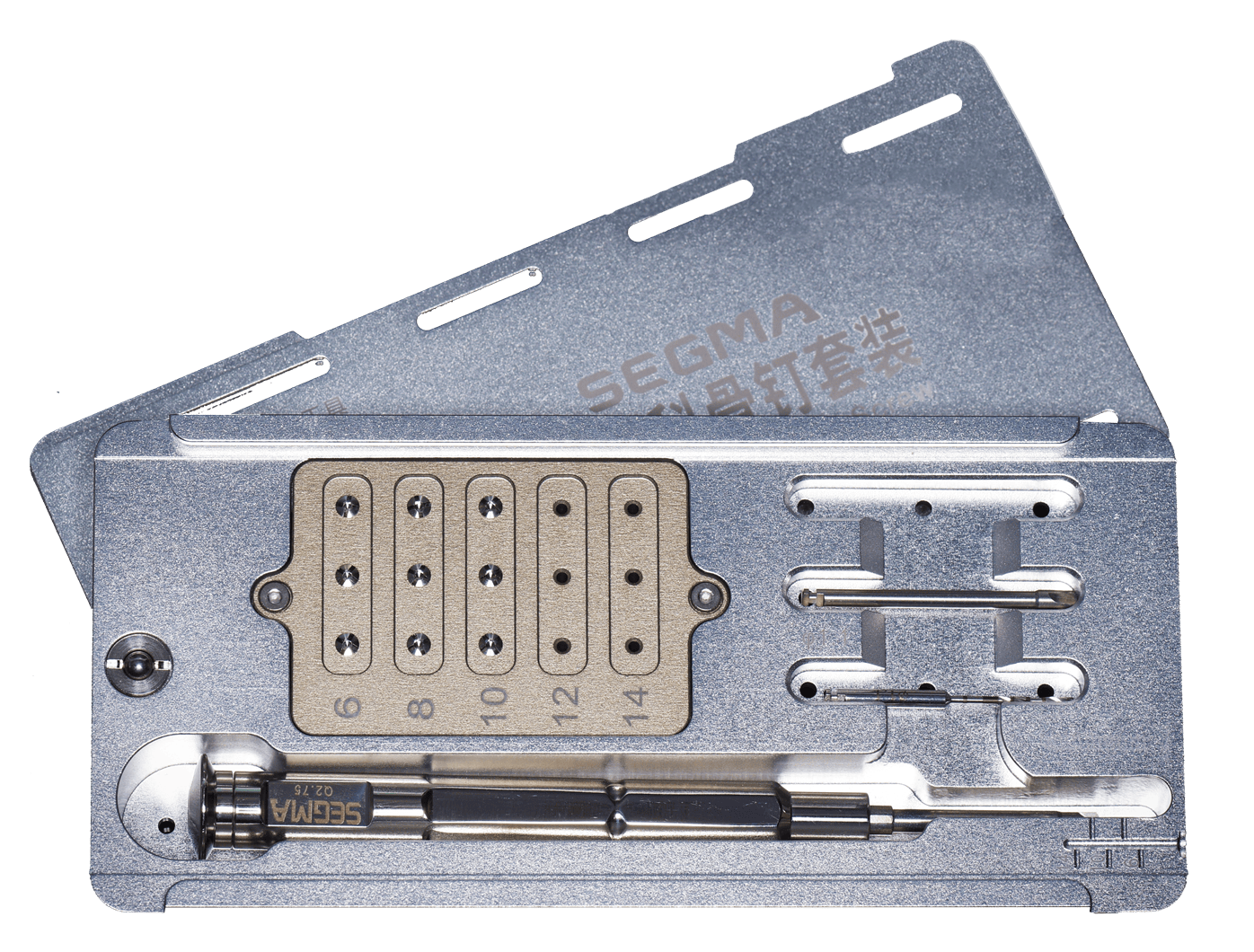 Caja de tornillos osteosíntesis (1 destornillador manual, 1 fresa perforadora, 1 aplicador CA) - SEGMA Caja de 15 tornillos osteosíntesis (1 destornillador manual, 1 fresa perforadora, 1 aplicador CA) - Imagen 1